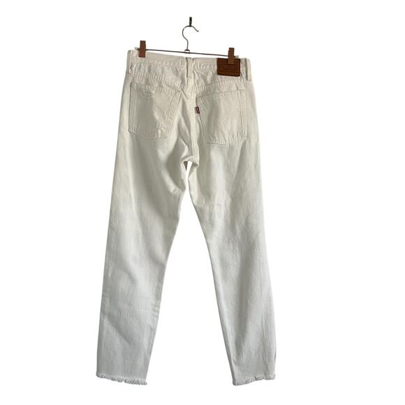 Levi's Premium Wedgie Jeans Straight Distressed Cropped Y2K Denim White Size 26 - Picture 4 of 14